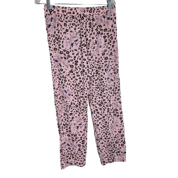 Joyaria Cat Pajama Set Women's Size Medium Pink Leopard PJs Sleepwear Pants Top - Picture 7 of 12